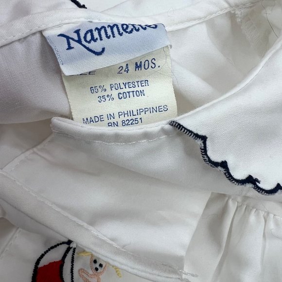 Vintage Nanette Sailor Baby One Piece Embroidered Scalloped Edge Sail Boat - Picture 8 of 8